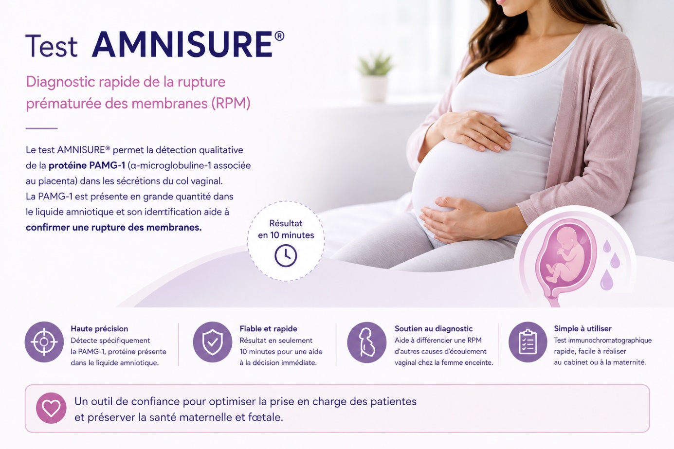 Fiche explicative fournie par le laboratoire sur le test AmniSure